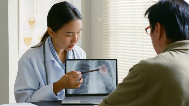 Doctor and lung cancer patient